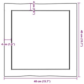 világosbarna kezelt tömör asztallap 40x40x(2-4) cm