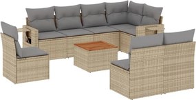 vidaXL 9 részes vegyes bézs polyrattan kerti ülőgarnitúra párnákkal