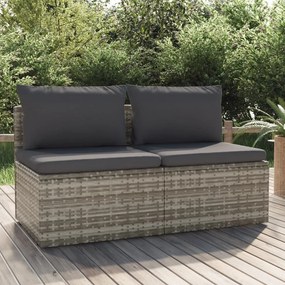 2 személyes szürke polyrattan kerti kanapé párnával