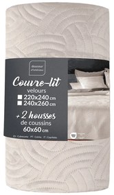 Krémszínű bársony ágytakaró és párnahuzat szett 240x260 cm Solange – douceur d'intérieur