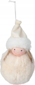 Függesztett dekoráció 13 cm Lány sapkás, krémszínű