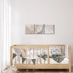 Kép - Bézs levelek (órával) (90x30 cm)