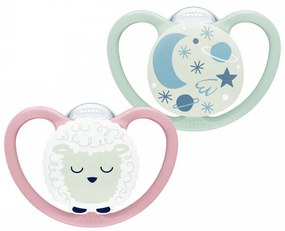 Baba cumi NUK Space Nights 6-18h 2 db/BOX lány