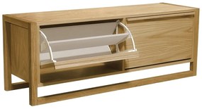 Natúr színű ülőkés billenő ajtós cipőtartó tölgyfa dekorral NewEst – Woodman