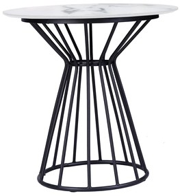 Étkezőasztal, fehér/fekete, átmérő 70 cm, TEGAN