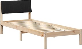 vidaXL Ágykeret fejtámlával Barna és fekete 75 x 190 cm Tömör fenyőfa