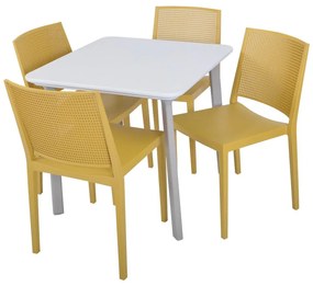 Sárga műanyag kerti szék Grid – Rojaplast