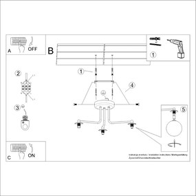 Fekete-fehér mennyezeti lámpa Beam – Nice Lamps