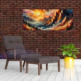 Kép - Hegyek, melyeket napfény ölel (120x50 cm)