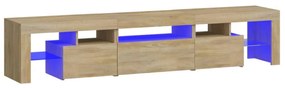sonoma tölgy színű TV-szekrény LED-lámpákkal 200x36,5x40 cm