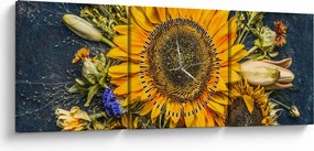 Kép - Őszi virágok (órával) (90x30 cm)
