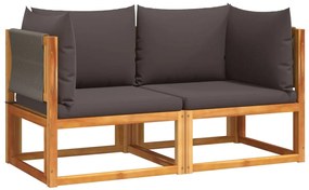 vidaXL 2 db akácfa és kötél kerti sarokkanapé párnákkal
