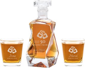 Házassági Évforduló Gravírozás Kancsó 2 Whiskys Pohár