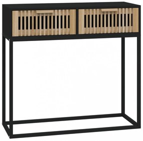 fekete szerelt fa és vas tálalóasztal 80 x 30 x 75 cm