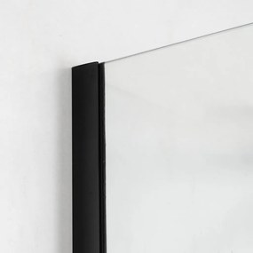 Stuxi Milano Gate Black falsíkra szerelhető, két oldalfalas walk-in zuhanyfal, 70x70 cm, 8 mm vastag vízlepergető biztonsági üveggel, helytakarékos sarokmerevítőkkel