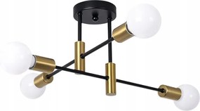 Mennyezeti Lámpa Csillár Plafon Loft Edison Függeszték Led Modern E27x4 Fekete