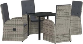 vidaXL Kert étkező szett párnával 5 pcs Szürke polirattan