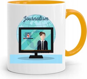 Sárga Bögre Ajándék Riporter Újságírónak fényképes nyomtatással