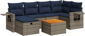 vidaXL 7 részes szürke polyrattan kerti ülőgarnitúra párnákkal