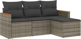 vidaXL 4 részes szürke polyrattan kerti ülőgarnitúra párnákkal