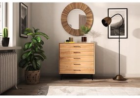 Natúr színű tölgyfa magas komód 97x95 cm Abies – The Beds