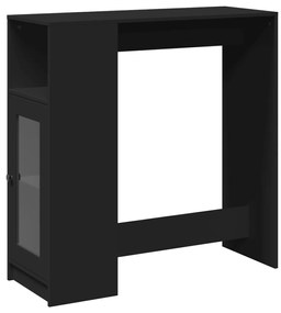 fekete szerelt fa tárolórekeszes bárasztal 101 x 40 x 103,5 cm