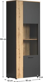 Vitrin, grafit/evoke tölgy, ESENA 1D1W