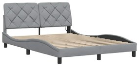 világosszürke szövet ágykeret LED-ekkel matrac nélkül 140x190cm