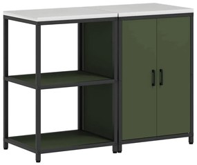 Konyhai Tároló Készlet ajtóval 2 pcs Olajzöld 120 x 50 x 92 cm