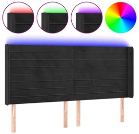 fekete bársony LED-es fejtámla 163x16x118/128 cm