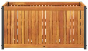 vidaXL tömör akácfa és acél kerti virágtartó 85 x 45 x 44 cm