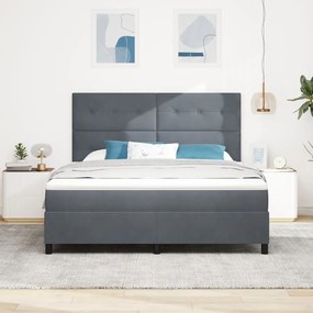 Boxspring Ăgy Matraccal SötĂ©tszĂŒrke Szuper King VelĂșr