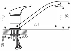 FERRO - ONE mosogatócsaptelep, fényes króm