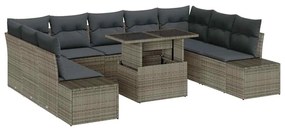 vidaXL Kerti Kanapé Szett párnával 10 pcs Szürke polirattan