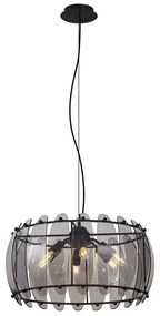 Design függőlámpa fekete füstüveggel, kerek, 6-os - Mochan