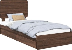vidaXL Tárolós Ágy fejtámlával Barna Tölgy 100 x 200 cm Faanyag