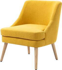 HOMCOM Fotel Lounge Fotel Ágynemű Borítással, Karfa, Kárpitozott Hinta Fotel Fából Készült Lábbal, Nappaliba, Hálószobába, Sárga | Aosom