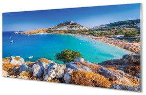 Üvegképek Görögország Coast tengerpart panoráma 100x50 cm