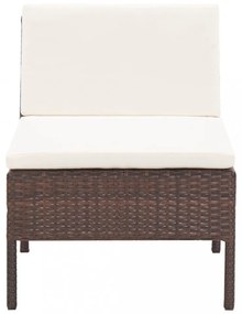 3-részes barna polyrattan kerti ülőgarnitúra párnákkal