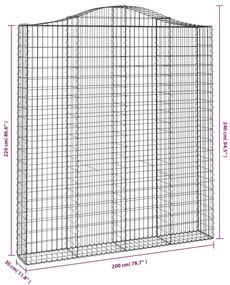 íves horganyzott vas gabion kosár 200x30x220/240 cm