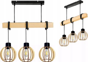 Lámpa fa függeszték mennyezeti Csillár Túlnyúlás Loft Gömb Fa E27