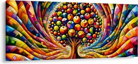 Kép – Színes fa almákkal (120x50 cm)