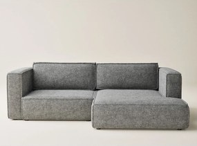 Szürke zsenília kinyitható-tárolóhelyes sarokkanapé (jobb oldali-heverő résszel) Velto – Maison de Rêve
