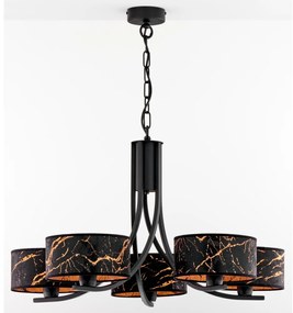 Jupiter 2107- ARTHUR láncos csillár 5xE27/15W/230V fekete/narancssárga/márvány dekor