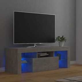 Betonszürke TV-szekrény LED-lámpákkal 120 x 35 x 40 cm