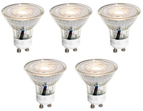 5 darabos GU10 50 mm-es LED izzókészlet, átlátszó, 4,9 W, 450 lm, 3000 K