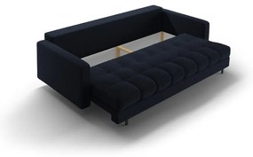 Sötétkék buklé kinyitható tárolóhelyes kanapé 222 cm Bali – Cosmopolitan Design