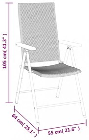 5 részes fekete és barna polyrattan kerti étkezőgarnitúra