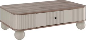 Vesper dohányzóasztal 103x60 cm fiókkal - kasmír / dió / fekete fogantyúval / gömb lábakkal