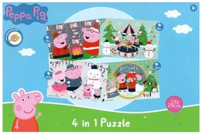 PEPPA MALAC hóemberrel gyermek puzzle 4 az 1-ben, 19x29 cm